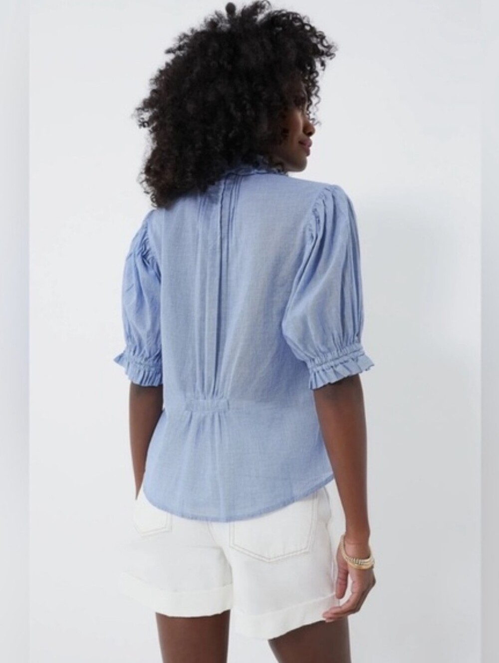NEW Trovata Birds Of Paradis Gemma Houndstooth Lightweight Top Medium Blue - Picture 3 of 14